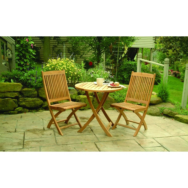 Braxton Teak Wood Folding Patio Dining Chair with Cushions