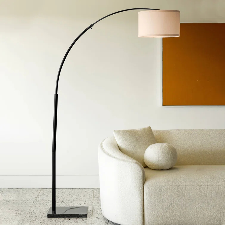 Brightech Logan 76 in. Adjustable and Extendable LED Arched Gold Floor Lamp with Weighted Marble Base - LED Bulb Included