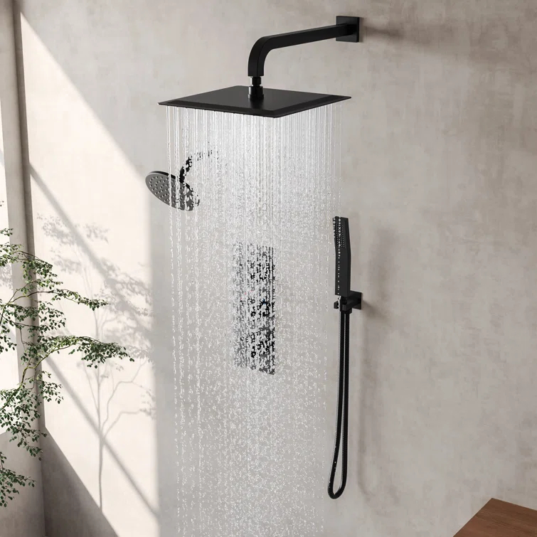 Thermostatic Dual Shower System 12" Rainfall Shower Head with Rough-in Valve