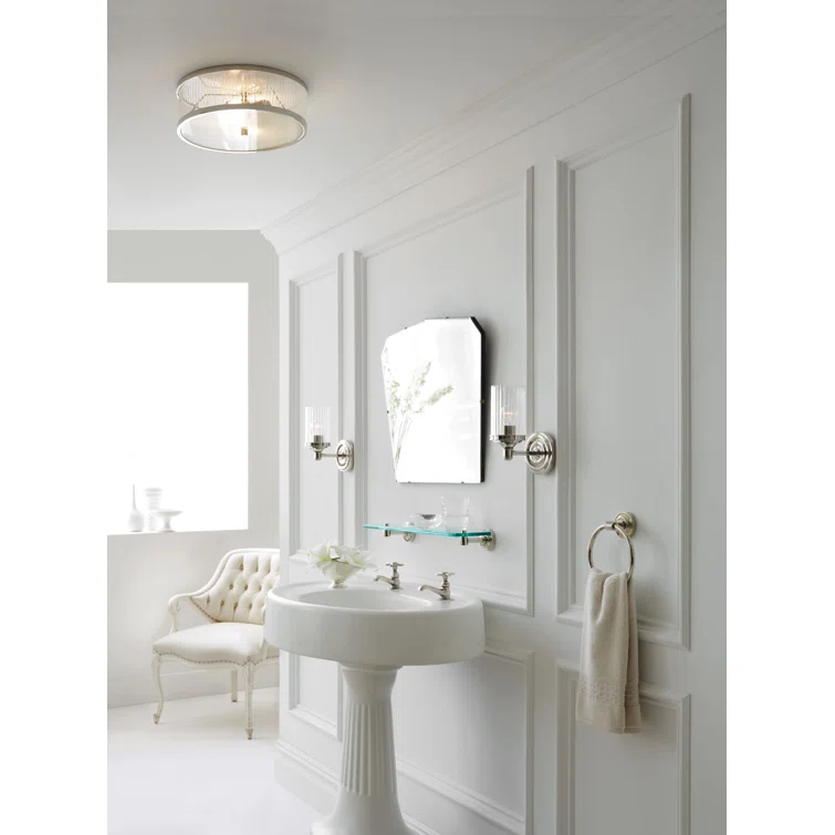 Ava Sleek Prismatic Nickel 9.25" Wall Sconce, Dimmable & Damp Rated