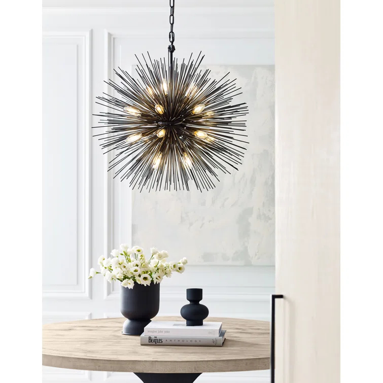 Strada Nickel Crystal 20-Light Round Plug-in Chandelier