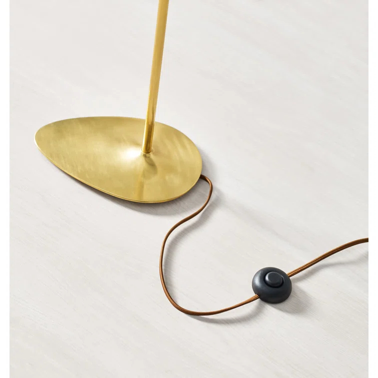 Edison Linen Shade Adjustable Task Floor Lamp in Antique Brass