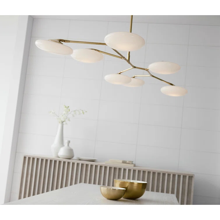 Brindille Soft Brass 7-Light LED Linear Chandelier