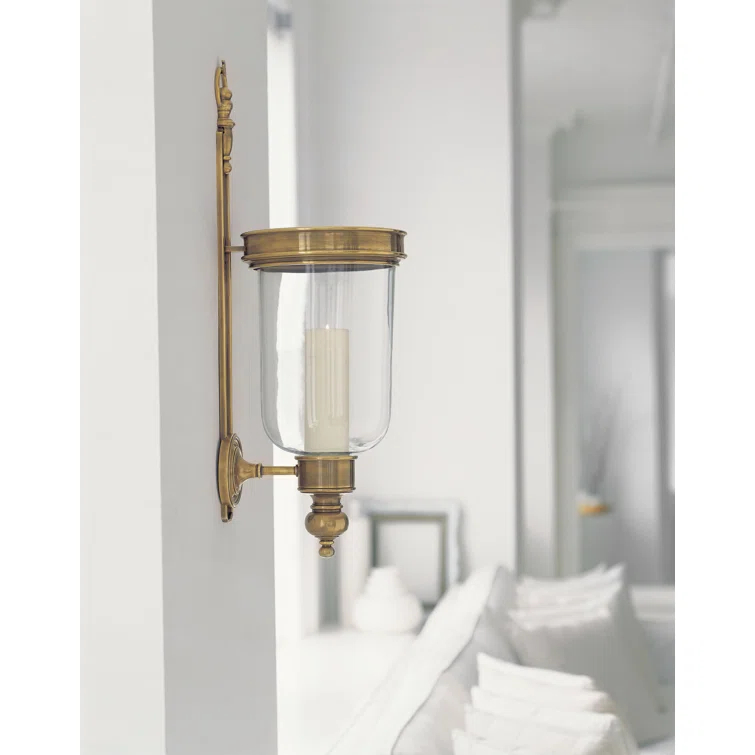 Georgian Antique-Burnished Brass Dimmable Jelly Jar Sconce