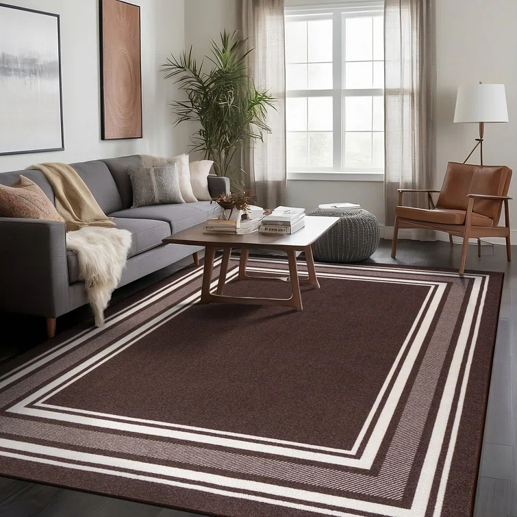 Quiogue Brown Non-Slip Area Rug