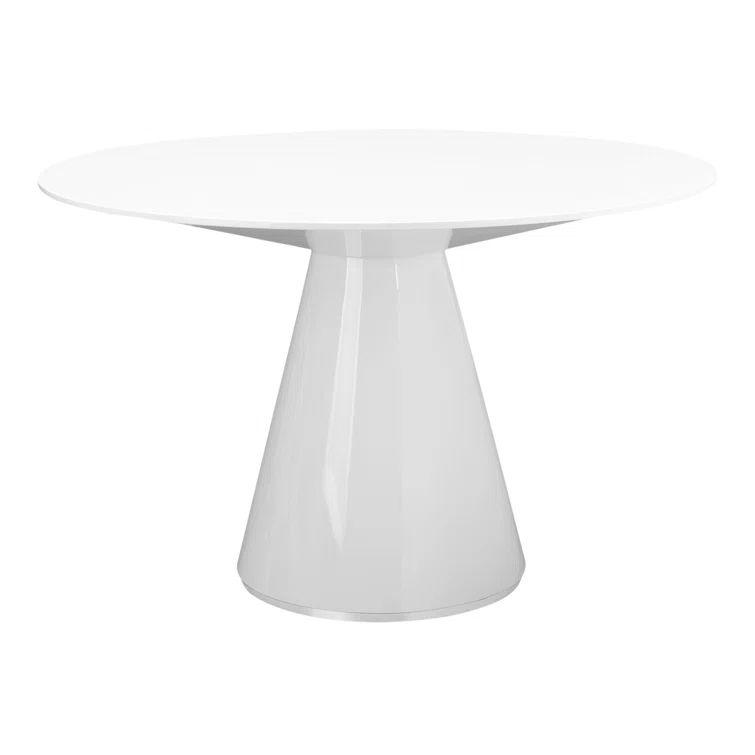 Contemporary 54" Round White Walnut Dining Table for Six