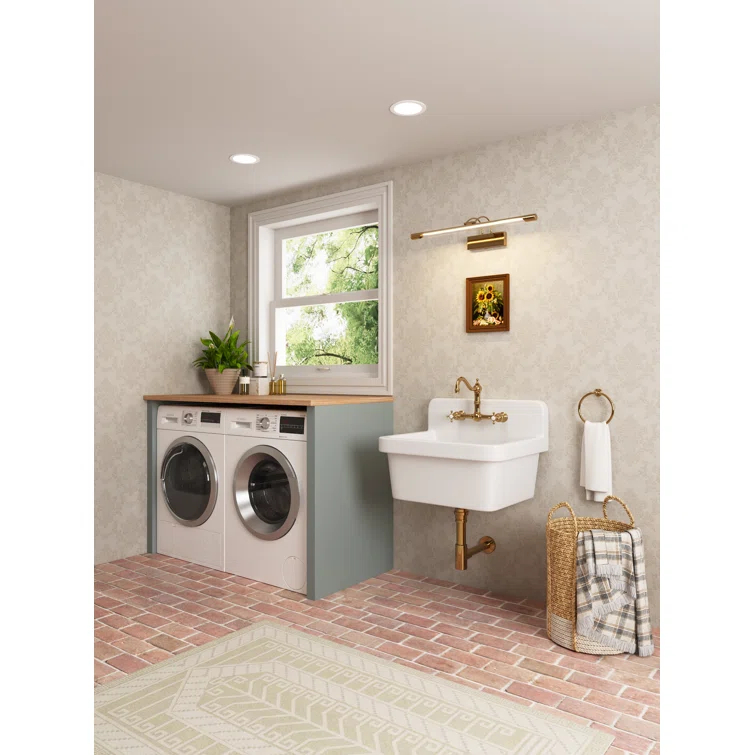 DeerValley 24"×19.7" Vitreous China Wall Mount Utility Sink Farm Style High Back Laundry Sink