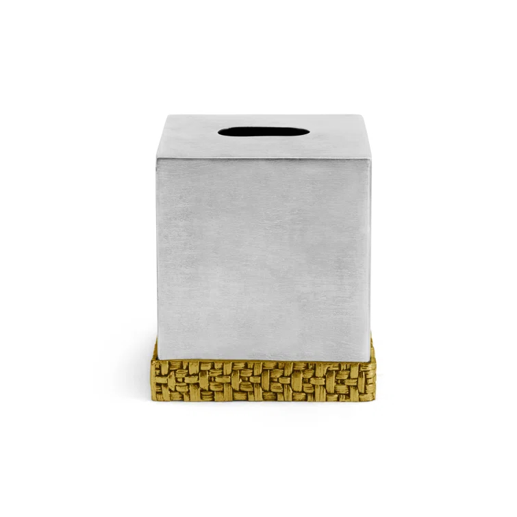 Stainless Steel and Gold Woven Tissue Box Holder