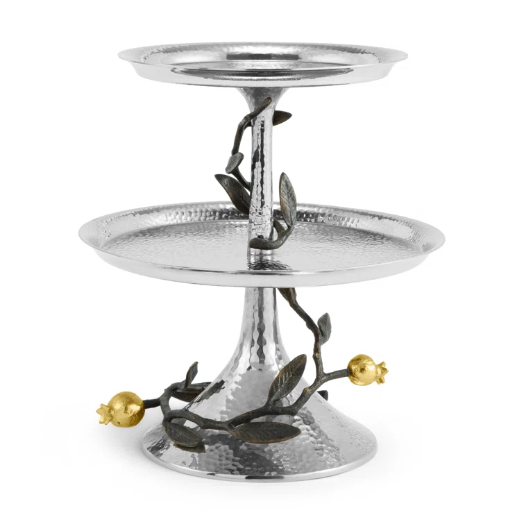 Handcrafted Gold-Plated Oxidized Stainless Steel 2-Tier Etagere