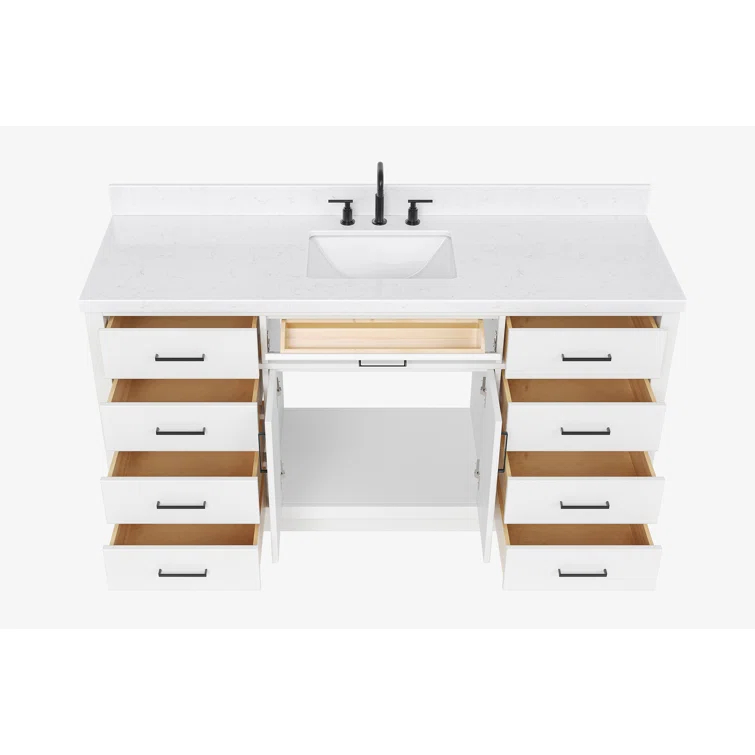 Tidworth 66.25'' Single Bathroom Vanity with Carrara Quartz Top