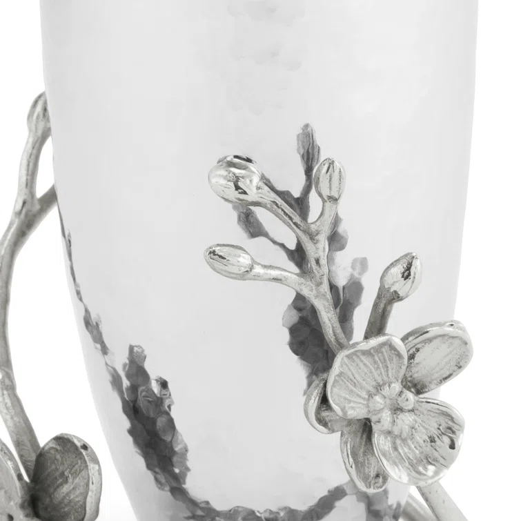 Ethereal Grace White Metal Cylinder Table Vase