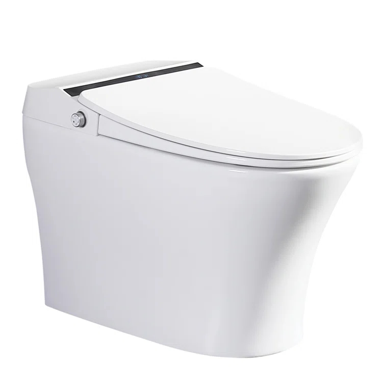 Vanity Art Elongated Smart Toilet Bidet with Auto Flush, Heated Seat, Air Drying, Remote Control, LED Display VAST68G