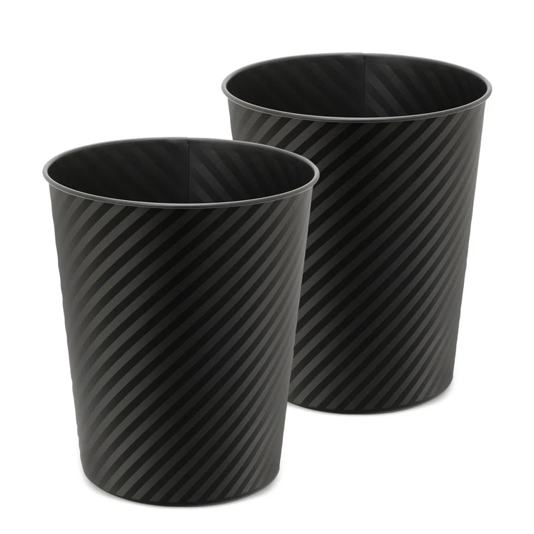 1.3 Gallon Trash Can Metal Wastebaskets Waste Basket Recycling Garbage Container Bin for Home Office (Set of 2)