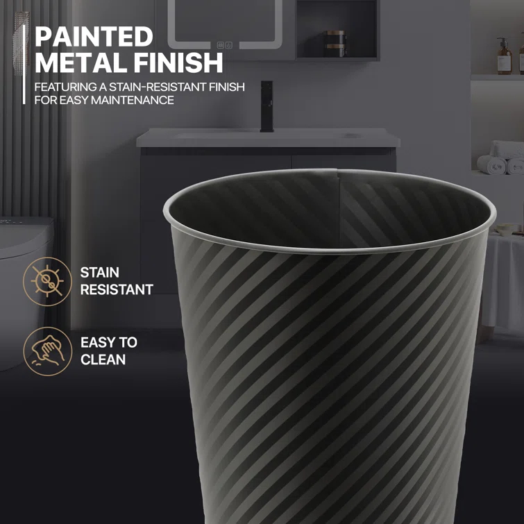 1.3 Gallon Trash Can Metal Wastebaskets Waste Basket Recycling Garbage Container Bin for Home Office (Set of 2)