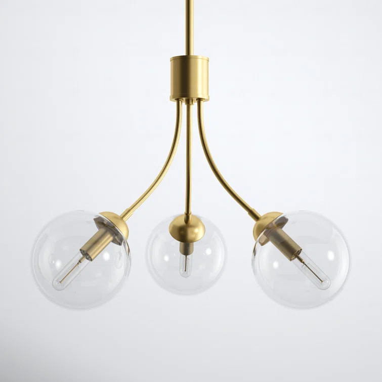 Moonrise 3 Light Metal Dimmable Globe Chandelier