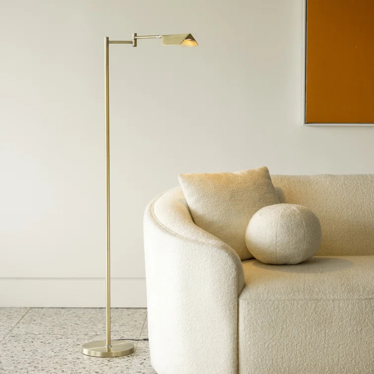 Brightech Leaf 53 in. Industrial Vintage Reading Floor Lamp with Metal Shade and 3-Way Dimming Options - Integrated LED Light