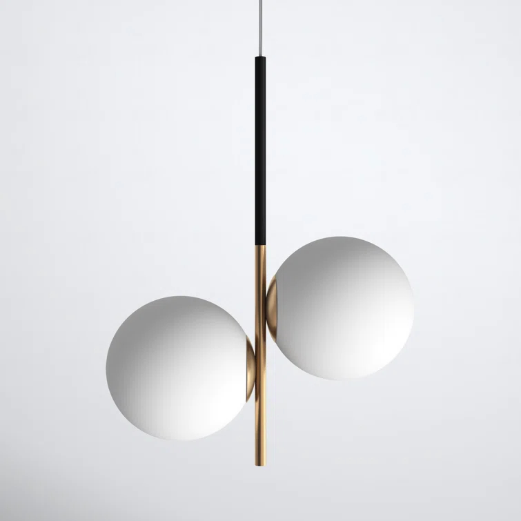Drake 2 Light Glass Steel Dimmable Pendant