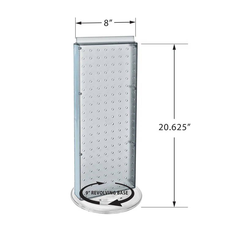 Revolving 8"W x 20.625"H Pegboard Counter Display w/16 4"Hooks