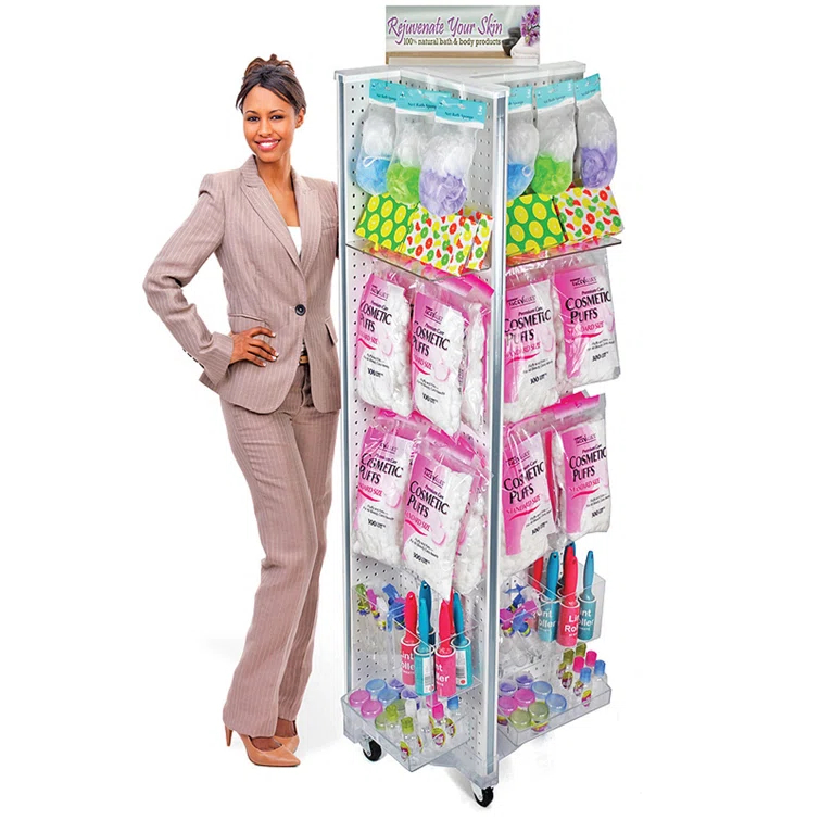 Azar Displays Pinwheel Pegboard Floor Display on Wheeled Base. Panel Size: 13.5"W x 60"H