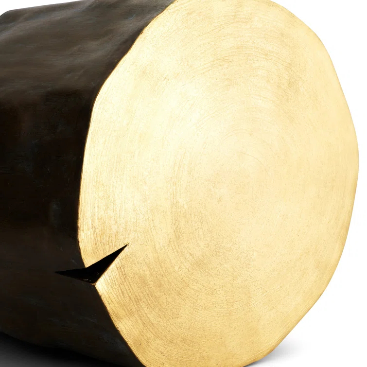 Rustic Round Brown Brass Etched Stool