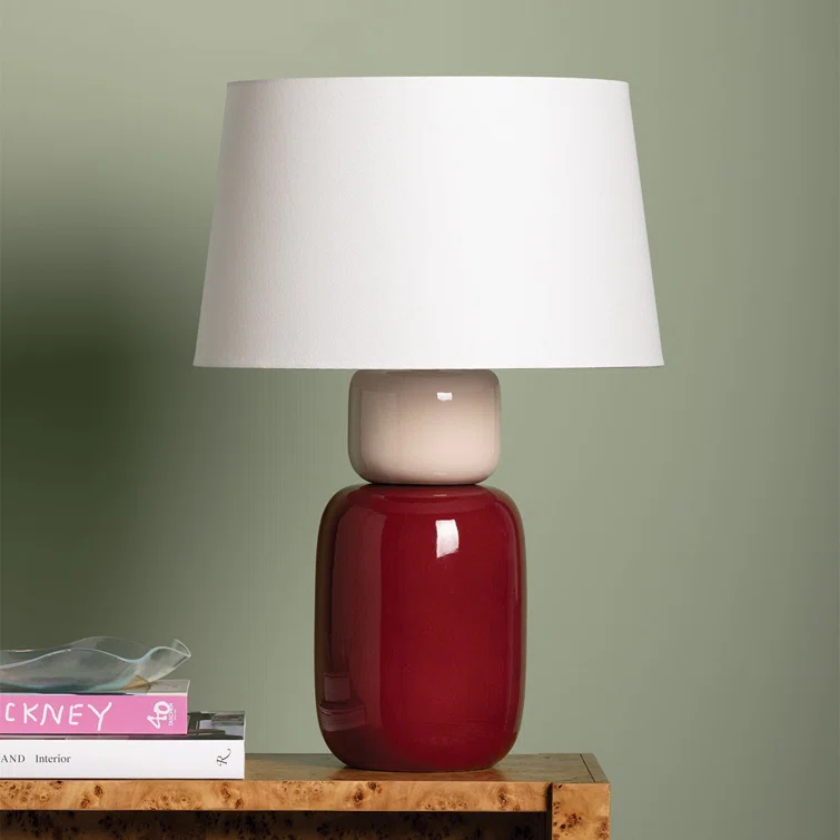 Dores Table Lamp - Bordeaux and Blush