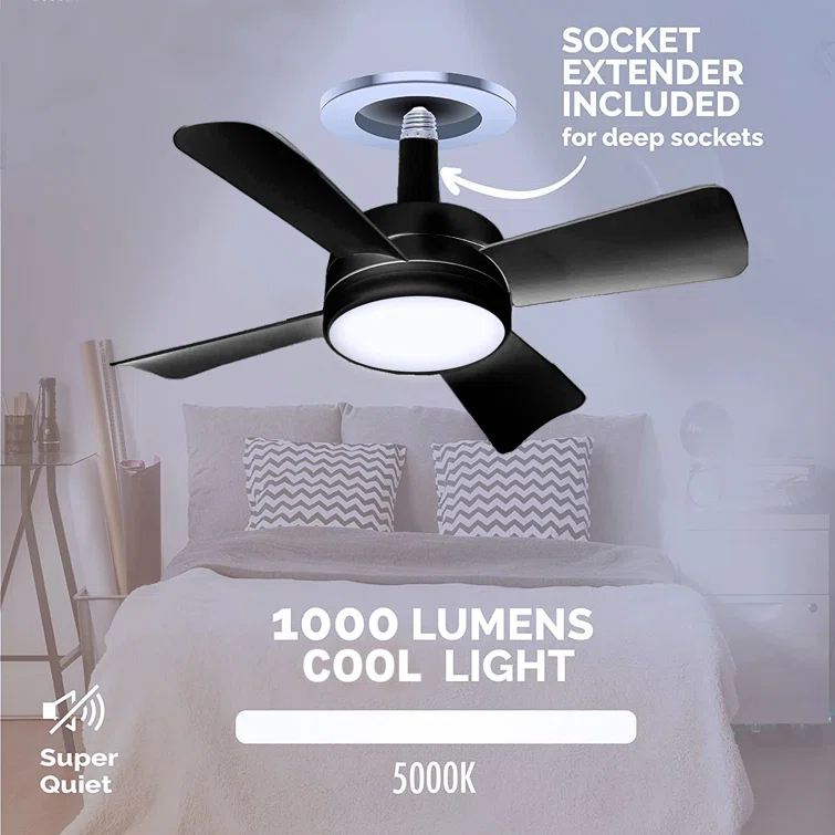 Bell + Howell Bell + Howell Socket Fan, Ceiling Fan With 1000 Lumens and Remote Control