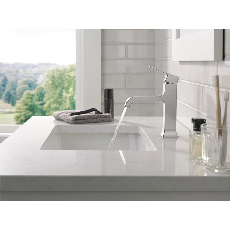 Velum Single Hole Curved Bathroom Faucet with Drain Assembly, Single Handle Bathroom Sink Faucet