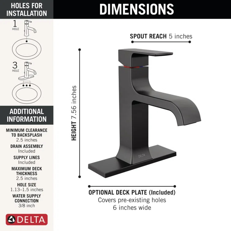 Velum Single Hole Curved Bathroom Faucet with Drain Assembly, Single Handle Bathroom Sink Faucet