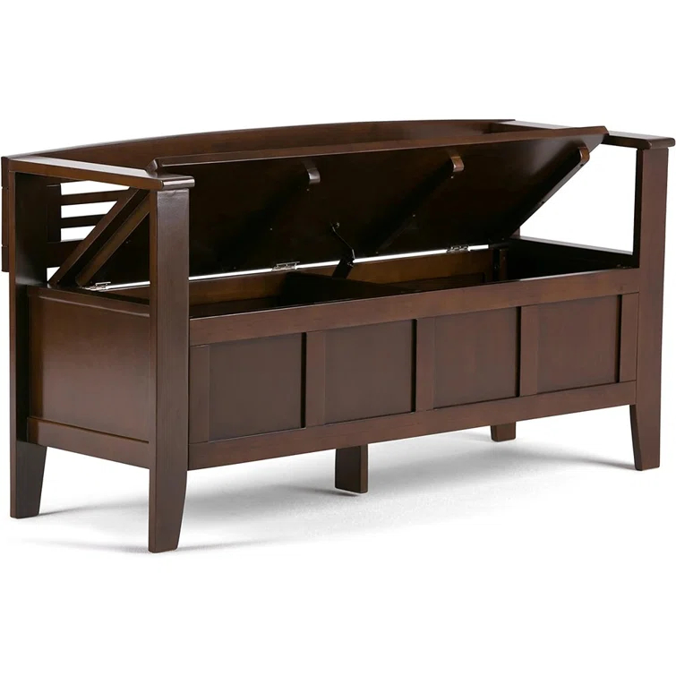Simpli Home Adams Solid Wood Entryway Lift Top Storage Bench