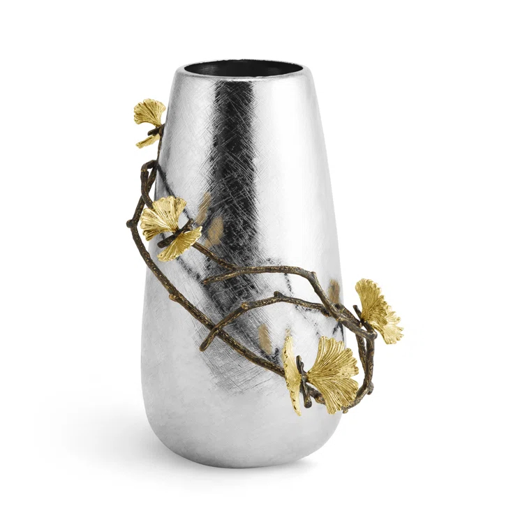 Butterfly Ginkgo Handcrafted Large Metal Flower Vase