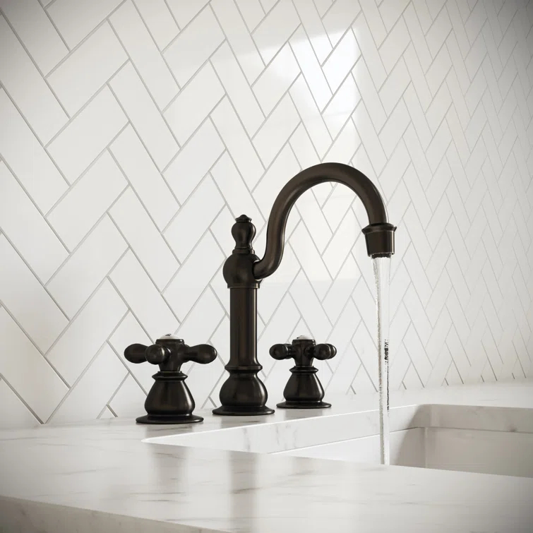Vintage Widespread 2-handle Bathroom Faucet with Drain Assembly
