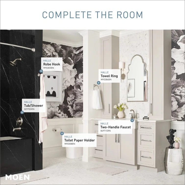 Moen Halle 4 in. Centerset 2-Handle Bathroom Faucet in Spot Resist Brushed Nickel with Spring-Loaded Drain Assembly