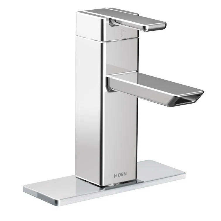 90 Degree Single Hole Bathroom Faucet with Drain Assembly