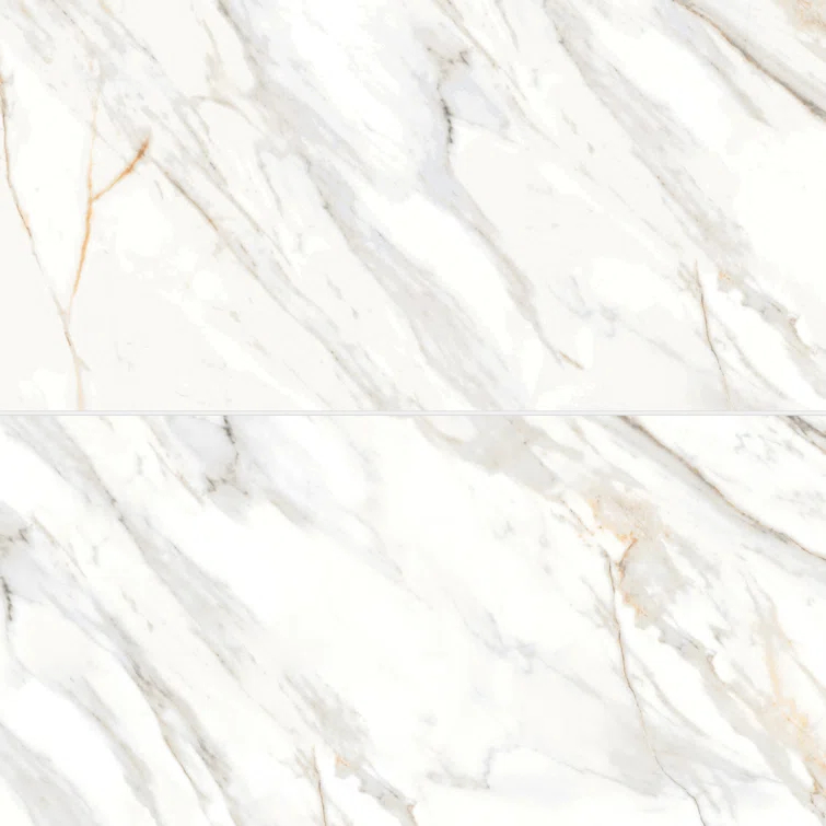 Shandar 24" x 48" Porcelain Marble Look Wall Floor Use Tile in Arezzo Bianco