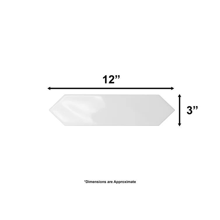 Arte 3" x 12" Picket Zellige Look Glossy Subway Wall Tile