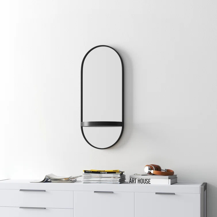 Lumi Metal Flat Mirror with Shelves
