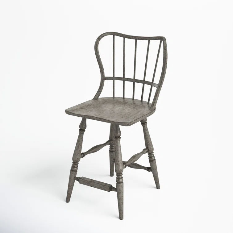 Transitional Speckled Gray 24" Wood Counter Stool
