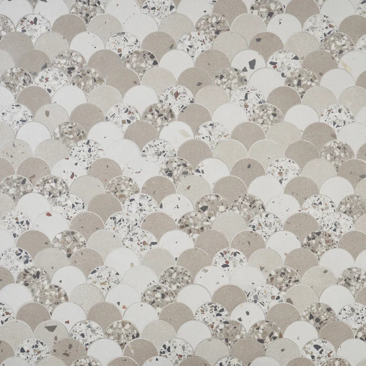 Lane 11" x 16" Porcelain Fish Scale Mosaic Wall & Floor Tile (1.2 sq. ft. / each)