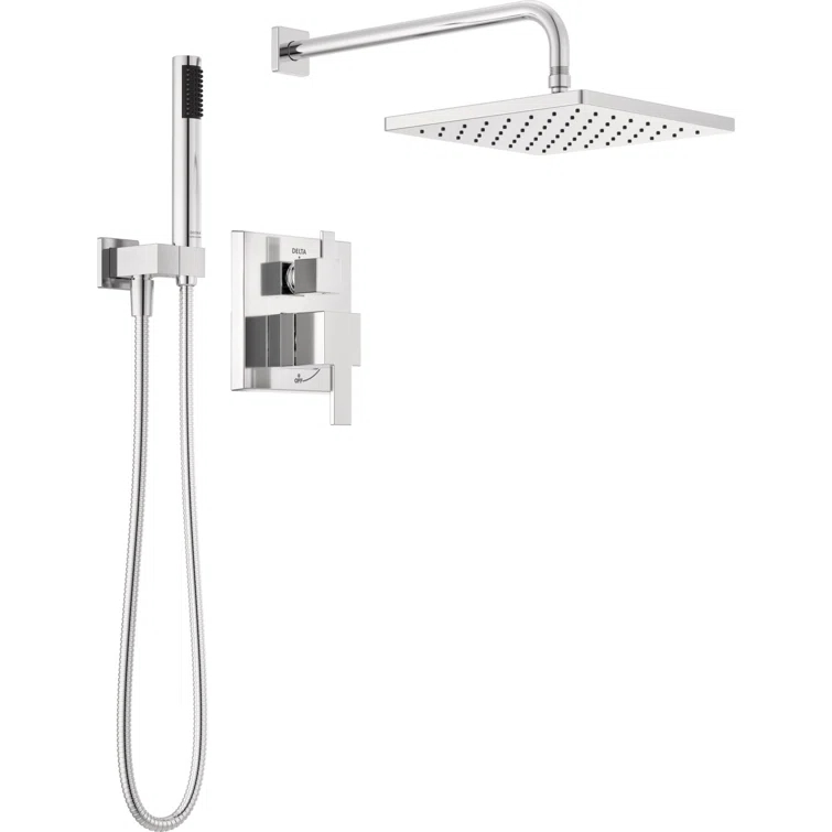 Modern Raincan Square Shower System, Rain Shower Head with Handheld Spray, Shower Faucet Set