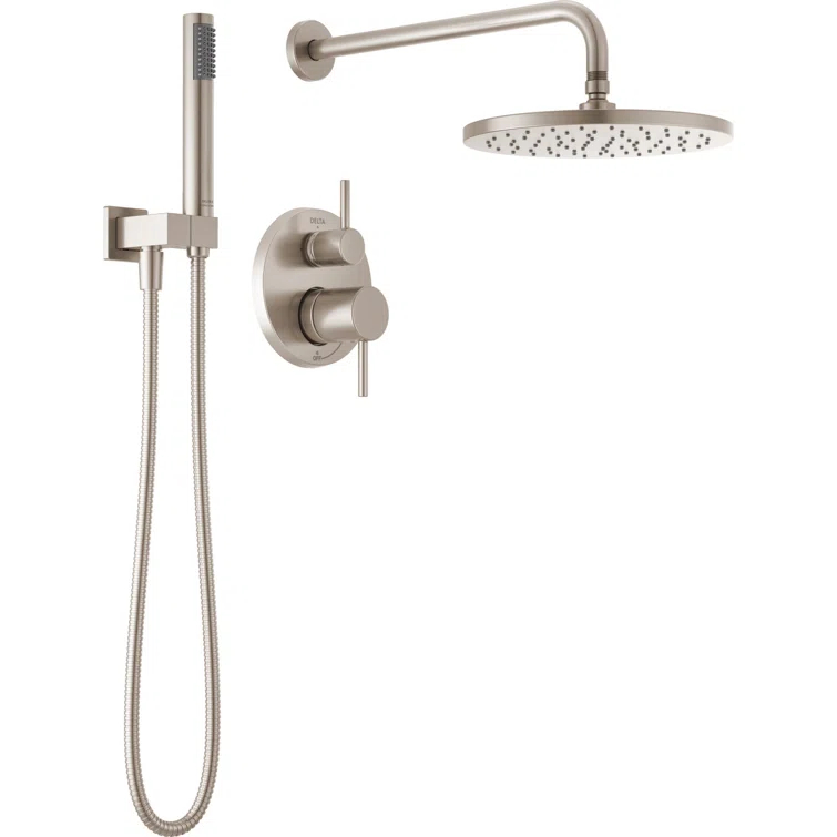 Modern Raincan Round Shower System, Rain Shower Head with Handheld Spray, Shower Faucet Set