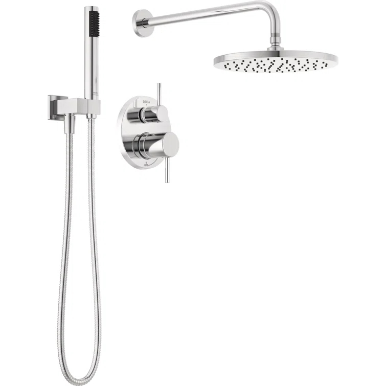 Modern Raincan Round Shower System, Rain Shower Head with Handheld Spray, Shower Faucet Set