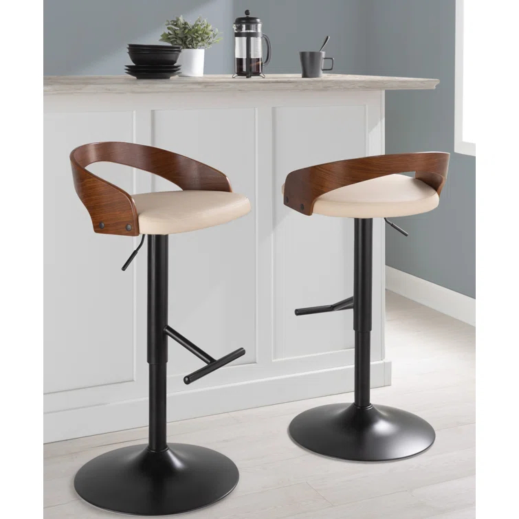 Grotto Swivel Upholstered Adjustable Height Counter Stool with Metal Frame (Set of 2)