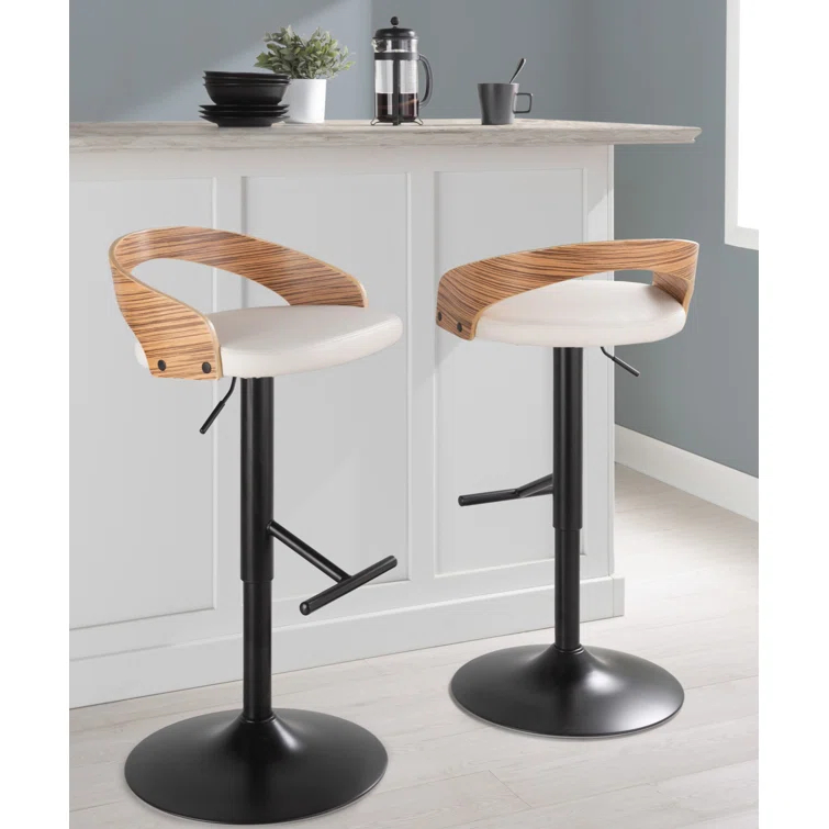 Grotto Swivel Upholstered Adjustable Height Counter Stool with Metal Frame (Set of 2)