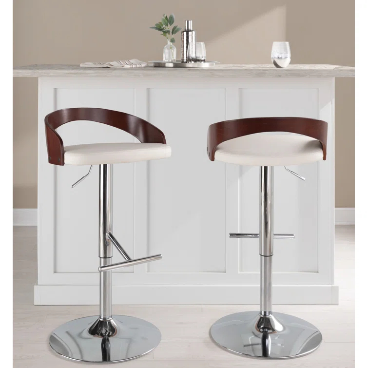 Grotto Swivel Upholstered Adjustable Height Counter Stool with Metal Frame (Set of 2)