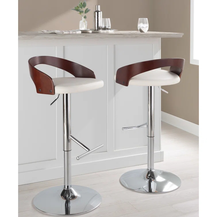 Grotto Swivel Upholstered Adjustable Height Counter Stool with Metal Frame (Set of 2)
