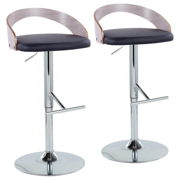 LumiSource Grotto Swivel Upholstered Adjustable Height Counter Stool with Metal Frame (Set of 2)