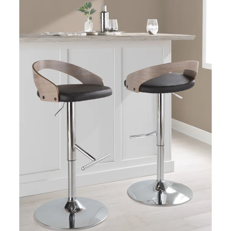 LumiSource Grotto Swivel Upholstered Adjustable Height Counter Stool with Metal Frame (Set of 2)