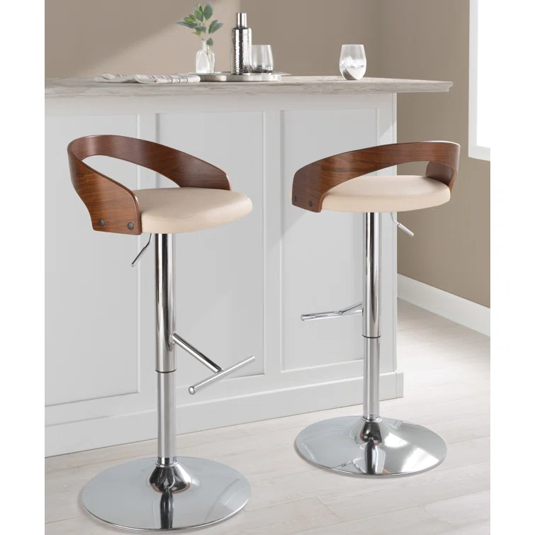 Grotto Swivel Upholstered Adjustable Height Counter Stool with Metal Frame (Set of 2)