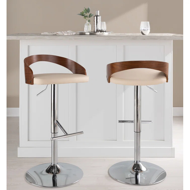 Grotto Swivel Upholstered Adjustable Height Counter Stool with Metal Frame (Set of 2)