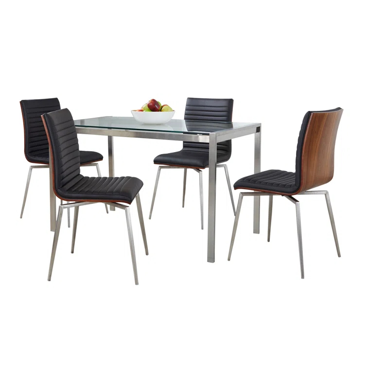Fuji-Mason 4 - Person Glass Top Four Leg Dining Set